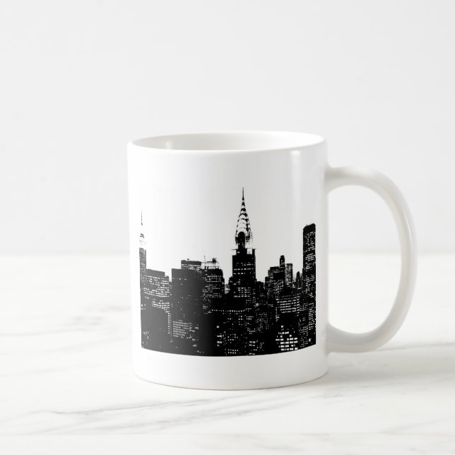 Black & White New York Silhouette Kaffemugg (Höger)