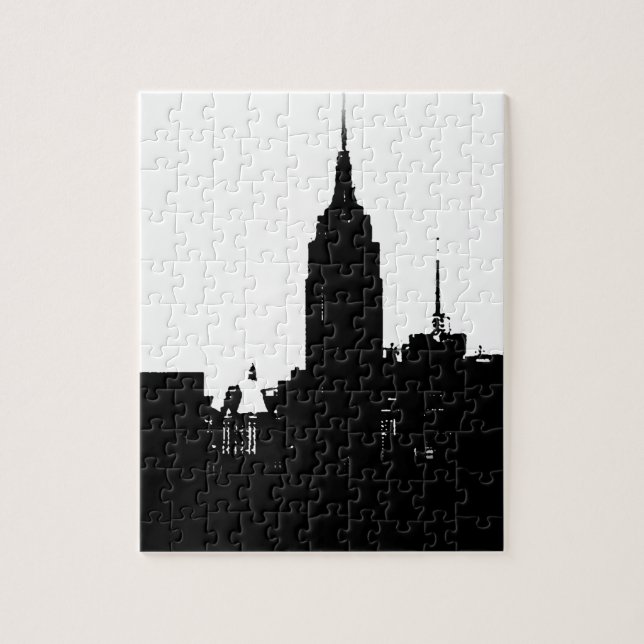 Black White New York Silhouette Pussel (Vertikal)