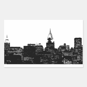 Black & White New York Silhouette Rektangulärt Klistermärke