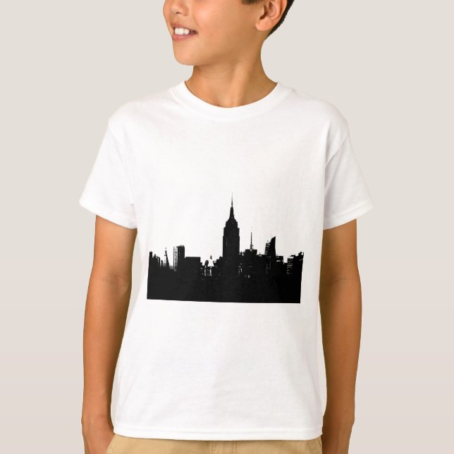 Black White New York Silhouette T-shirt (Framsida)