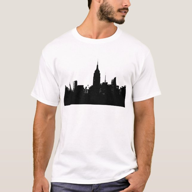 Black White New York Silhouette T-shirt (Framsida)