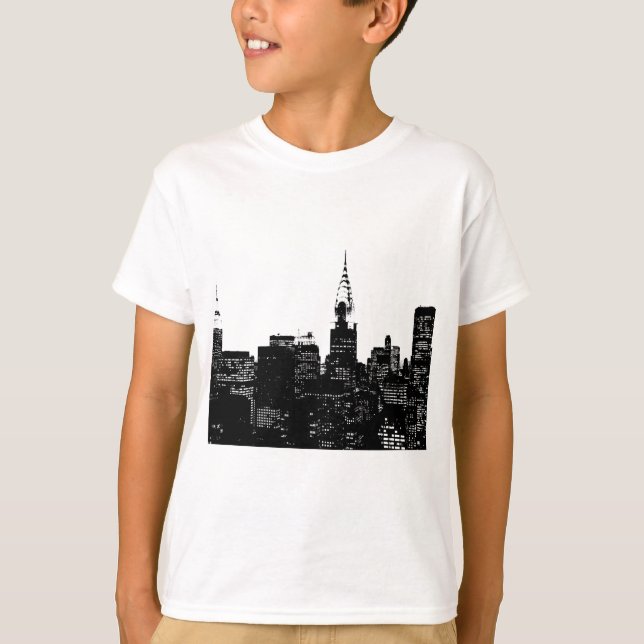 Black & White New York Silhouette Tee Shirt (Framsida)