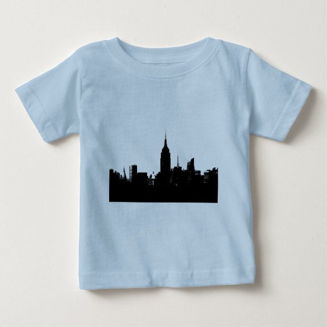 Black White New York Silhouette Tee Shirt (Framsida)