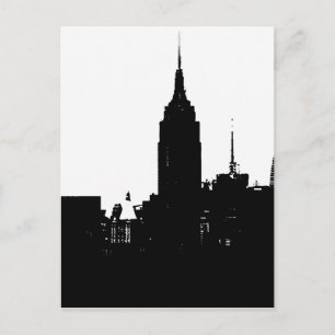 Black White New York Silhouette Vykort
