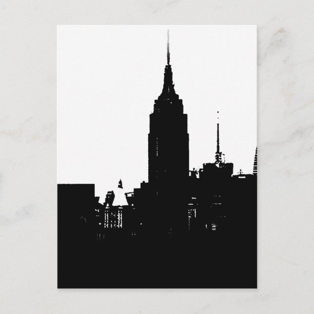 Black White New York Silhouette Vykort (Framsida)