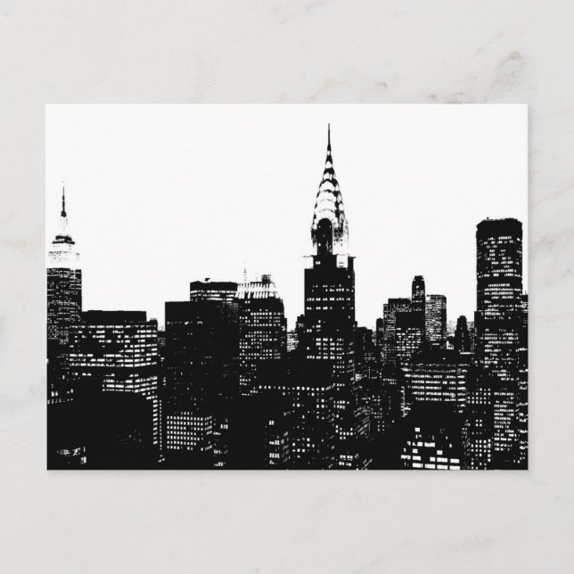 Black & White New York Silhouette Vykort (Framsida)