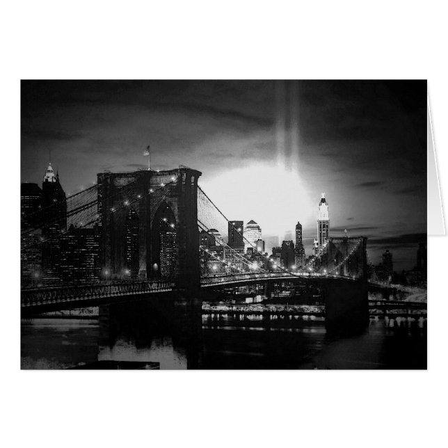 Black & White New York Skyline Hälsningskort (Framsidan Horizontal)