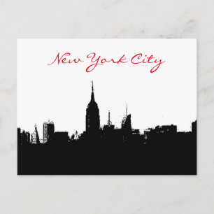 Black White New York Skyline Silhouette-vykort Vykort