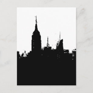 Black White New York Skyline Silhouette-vykort Vykort