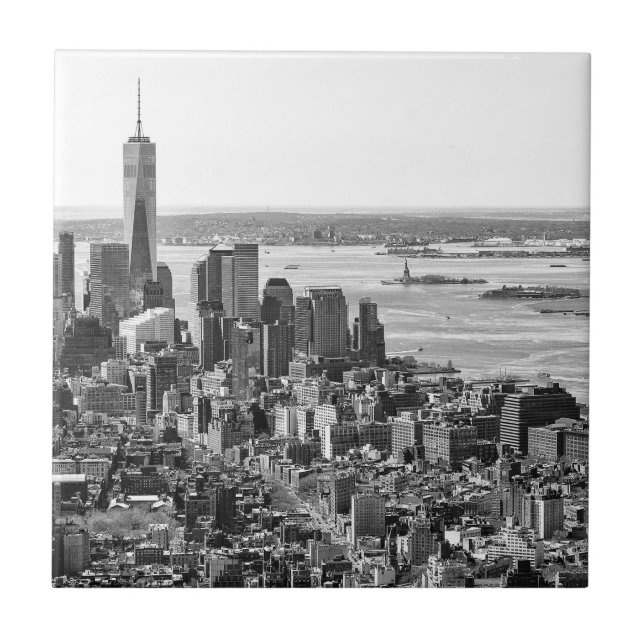 Black White New York Skyline Travel Photograpy Kakelplatta (Framsidan)