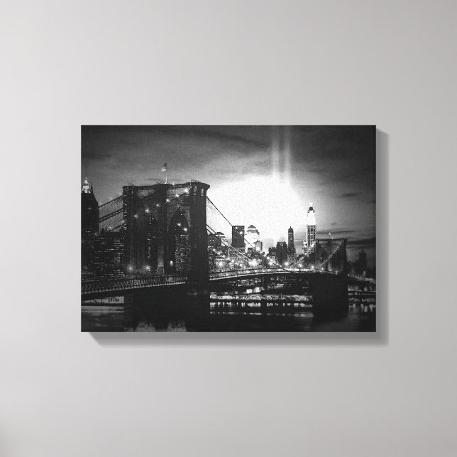 Black & White New York Skyline Wrapped Canvas (Framsida)