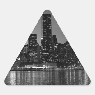 Black White New York Skyscapers Silhouette Triangelformat Klistermärke