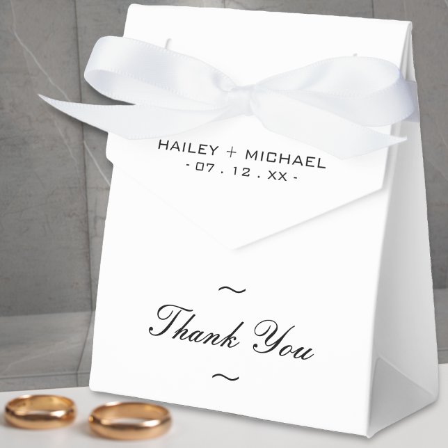 Black & White Newlyged Tack Bröllop Presentaskar (white thank you wedding favor box)