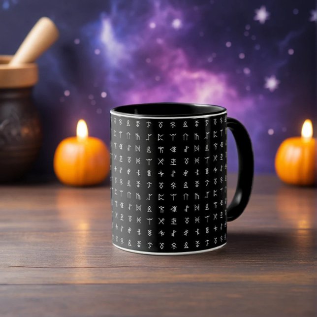 Black & White Nordic Rune Ceramic Mugg (Skapare uppladdad)