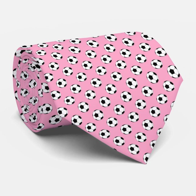 Black White Ocer Fútbol Bollar om Rosa på nejlikor Slips (Rullad)