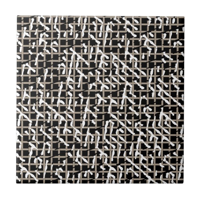 Black White och Beige Textured Ceramic Tile Kakelplatta (Framsidan)