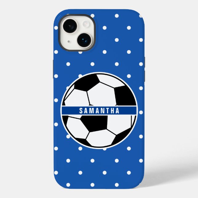 Black White och Blue Soccer Player Sports Monogram (Baksida)