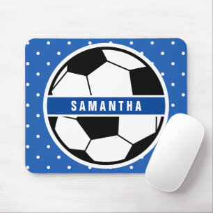 Black White och Blue Soccer Player Sports Monogram Musmatta