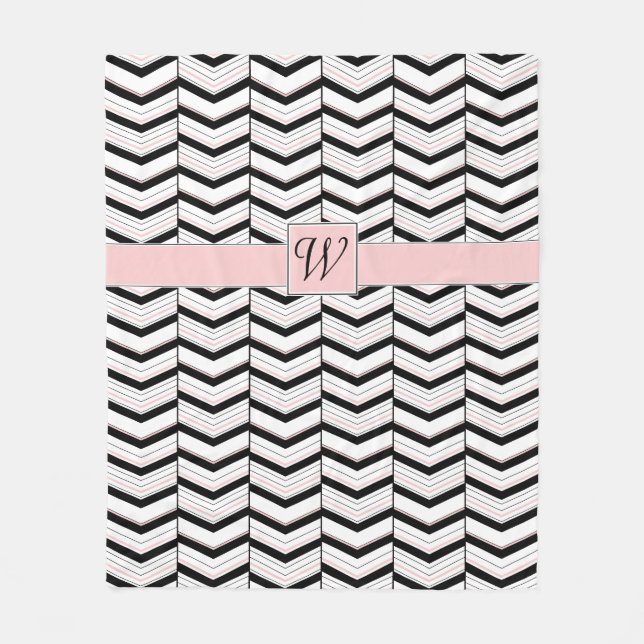 Black White och  Chevron Fleece Blanket (Framsidan)