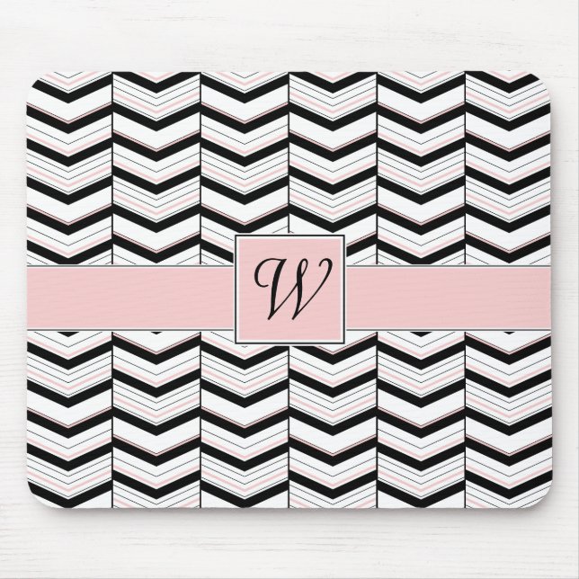 Black White och  Chevron Mousepad Musmatta (Framsidan)