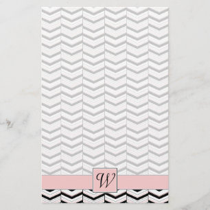 Black White och Chevron Stationery Brevpapper