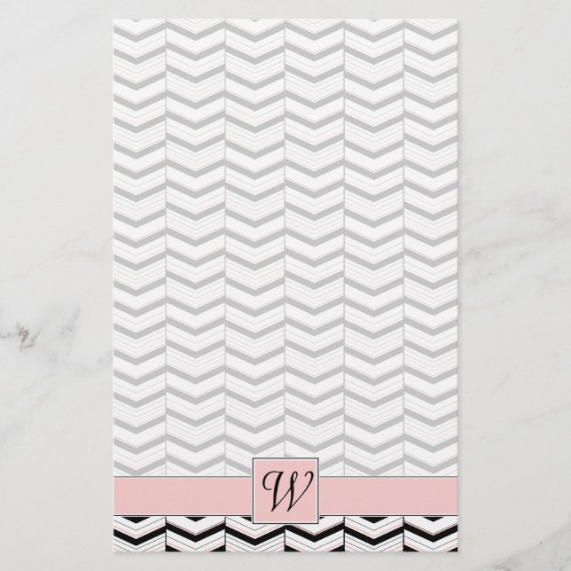 Black White och  Chevron Stationery Brevpapper (Framsida)