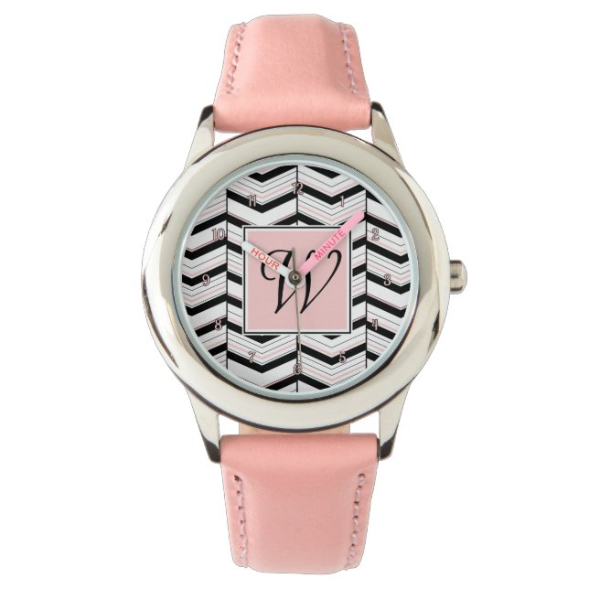 Black White och  Chevron Watch Armbandsur (Framsida)