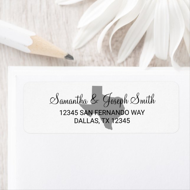 Black White och Contemporary Grått Texas Returadress Etikett (Insitu)