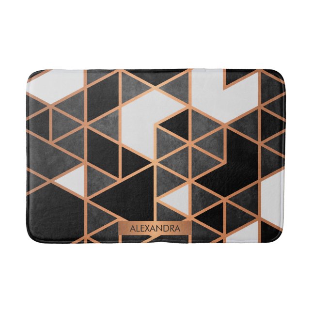 Black White och Golden Mosaic Badrumsmatta (Framsidan)
