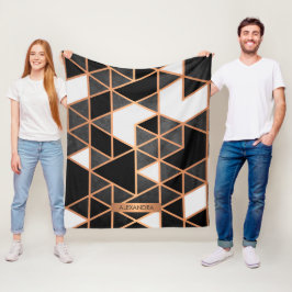 Black White och Golden Mosaic Fleecefilt