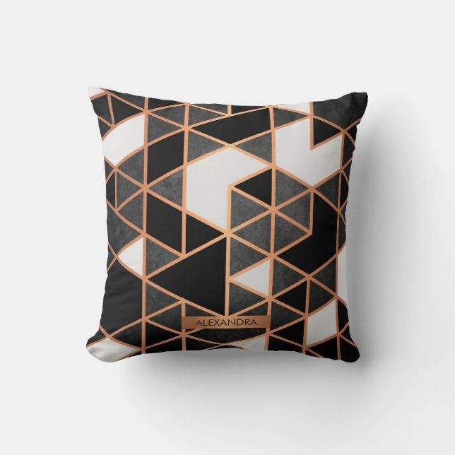 Black White och Golden Mosaic Kudde (Framsida)