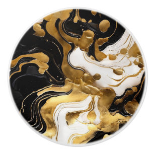 Black White och Guld Faux Marble Knopp