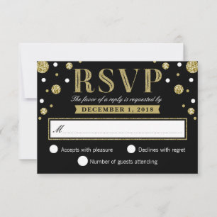 Black White och Guld Glitter Confetti OSA kort