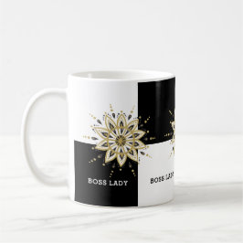 Black White och Guld Mandala Chef Dam Design Kaffemugg