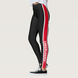 Black White och Red CheerLedare Leggings