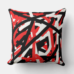 Black, White och Red Graffiti Kudde