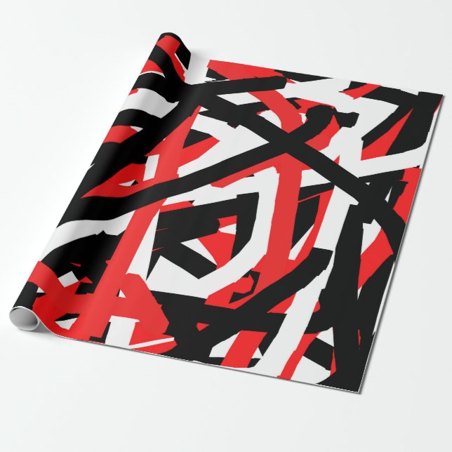 Black, White och Red Graffiti Presentpapper (Utrullad)