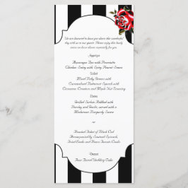 Black White och Röd ros Bröllop Menu Meny