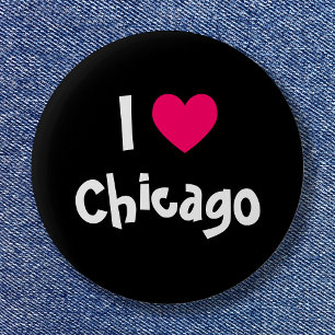 Black White och Rosa Heart I Kärlek Chicago Knapp