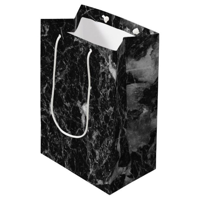 Black White och Silver Marble Modern Glam Party (Framsidan Vinklad)