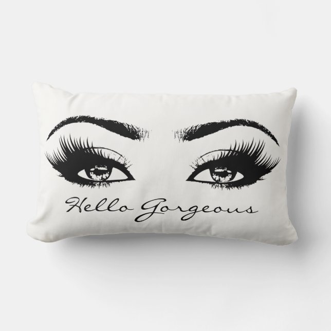 Black White Öga Makeup Lash Hej Gorgous Lumbarkudde (Framsida)