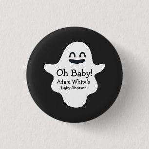 Black & White Oh Baby! Ghost Halloween Baby Shower Knapp
