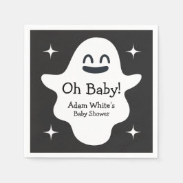 Black & White Oh Baby Ghost Halloween Baby Shower Pappersservett