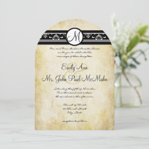 Black White Old Money Rustic Elegance Guld Bröllop Inbjudningar