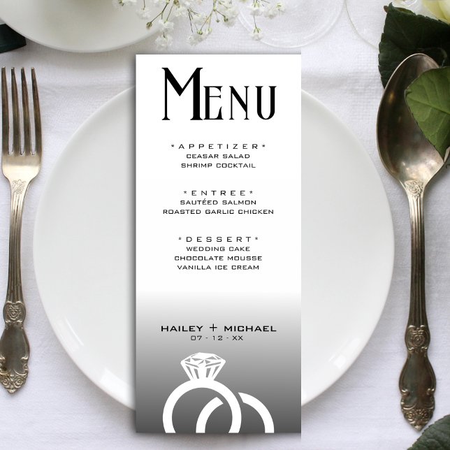 Black & White Ombre Wedding Ring Reception Meny (Black & White Ombre Wedding Ring Reception Menu)