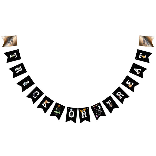 Black White & Orange Illustrated Halloween Bunting Vimplar (Alla)