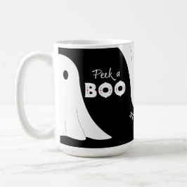 Black White Orange Peek a Boo Spöken Halloween Kaffemugg