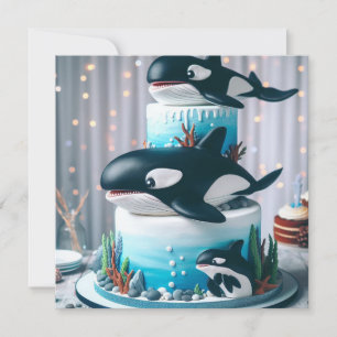 BLACK & WHITE ORCA WHALE CAKE CUTE KIDS INBJUDNINGAR