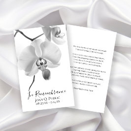 Black White Orchid på Stem Funeral Memorial Prayer Visitkort