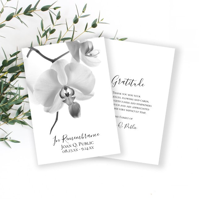 Black White Orchids på Stem Funeral Sympathy Tack Kort (Skapare uppladdad)